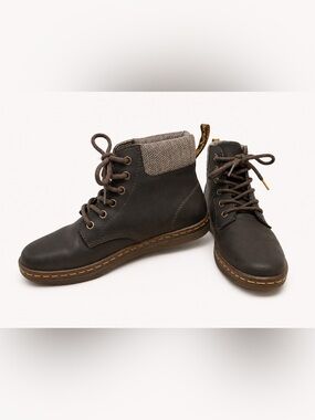 Dr. Martens Maelly Brown Lace Up Combat Boots Herringbone Lined Women’s 7 Rare